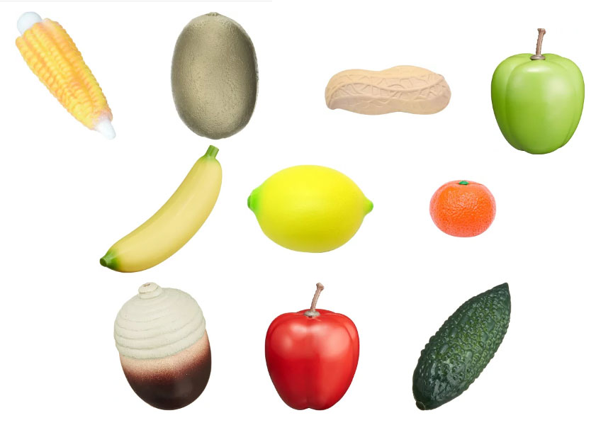 可愛いマスコット、野菜、果物のシェーカーがたくさん！