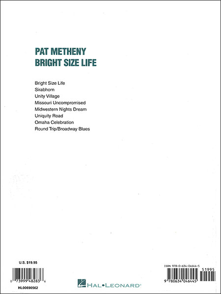 Hal Leonard:パット・メセニー/ブライト・サイズ・ライフ/【213774