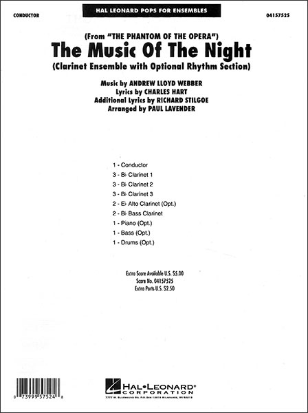 Hal Leonard:ミュージック・オブ・ザ・ナイト(夜の音楽)(「オペラ座の