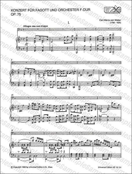 Universal Edition:ウェーバー/ファゴット協奏曲 ヘ長調 Op.75