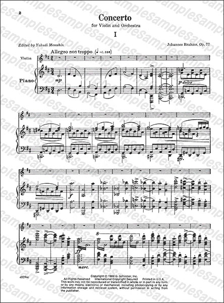 G. Schirmer:ブラームス/ヴァイオリン協奏曲 作品77(Vn&Pf)/【81091