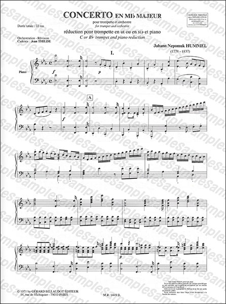 Gerard Billaudot Editeur:フンメル/トランペット協奏曲 変ホ長調