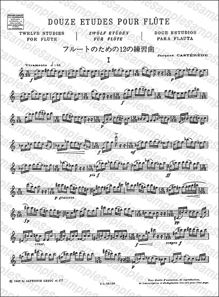 Alphonse Leduc:カステレード/フルートのための12の練習曲