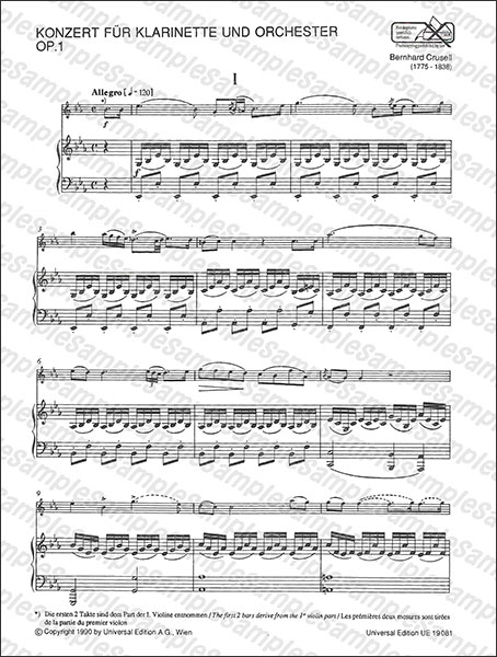 最も優遇 Universal Edition:クルーセル/クラリネット協奏曲 Op.1 譜面台