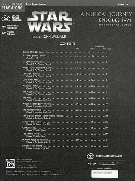 Alfred:スター・ウォーズ(エピソード1-6) / 器楽ソロ(アルト Alfred:スター・ウォーズ(エピソード1-6) / 器楽ソロ(アルト