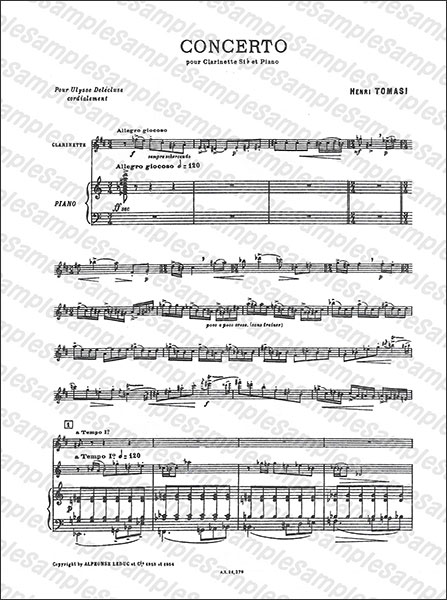 Alphonse Leduc:トマジ/クラリネット協奏曲/【1030626】/AL21276