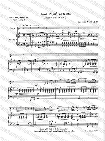 G. Schirmer:フリードリヒ・ザイツ/学生のためのヴァイオリン協奏曲 第