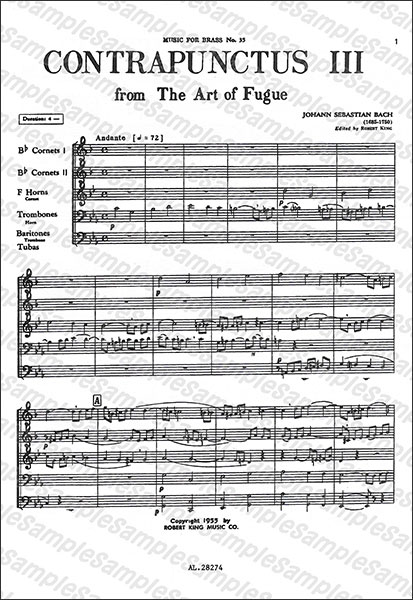 Alphonse Leduc:J. S. バッハ/コントラプンクトゥス 第3番(フーガの