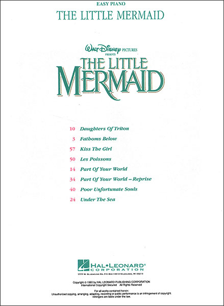 Hal Leonard:リトル・マーメイド(イージー・ピアノ)/【59759