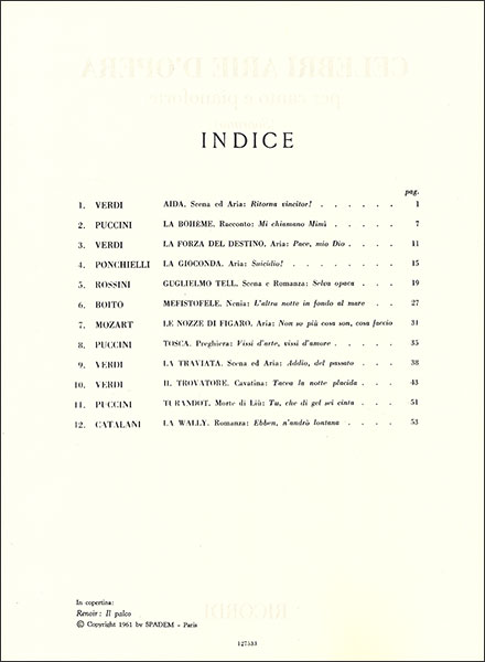 RICORDI:オペラ・アリア名曲集 第2巻(ソプラノ)/【77482】/NR12753300