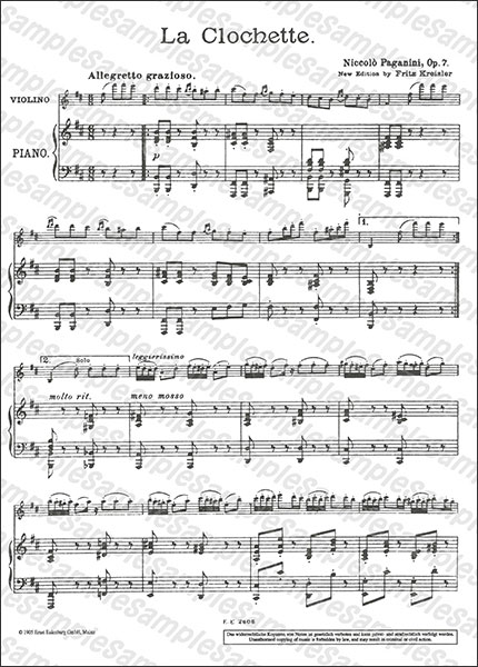 SCHOTT:パガニーニ/ラ・カンパネラ 作品7 (ヴァイオリン協奏曲第
