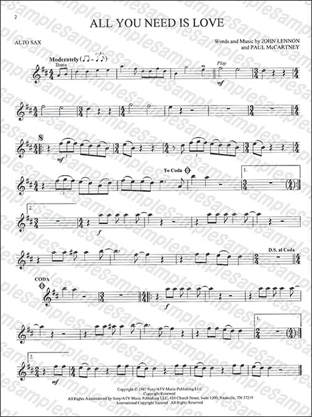 Hal Leonard:ザ・ビートルズ/アルトサックス・ソロ(オーディオ