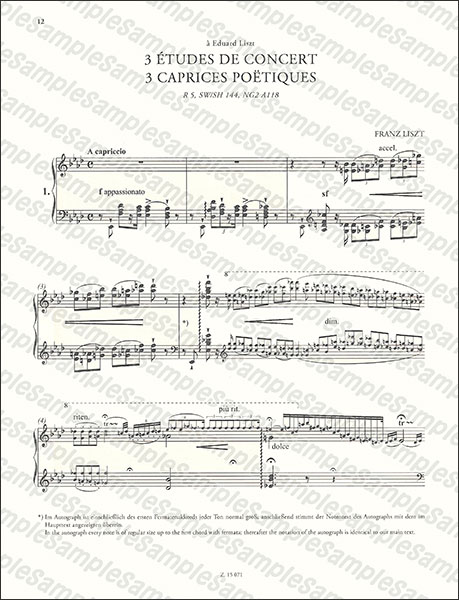 Musica Budapest:リスト/3つの演奏会用練習曲 【ピアノソロ