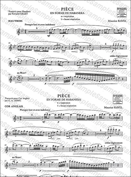 Alphonse Leduc:ラヴェル/ハバネラ形式の小品 【Oboe&Piano