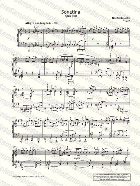 SCHOTT:カプースチン/ソナチネ 作品100 【Piano Solo】/【2125403】/ED