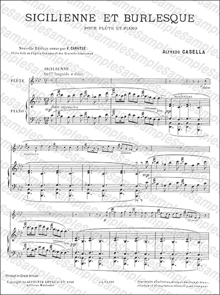 Alphonse Leduc:カゼッラ/シシリエンヌとブルレスク 【Flute&Piano