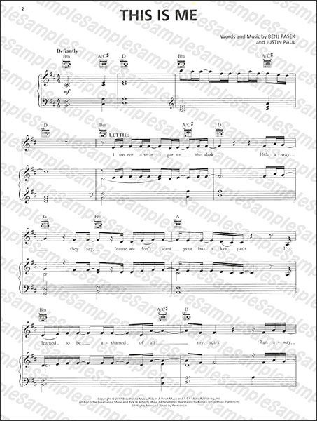 Hal Leonard:ディス・イズ・ミー(「グレイテスト・ショーマン」より