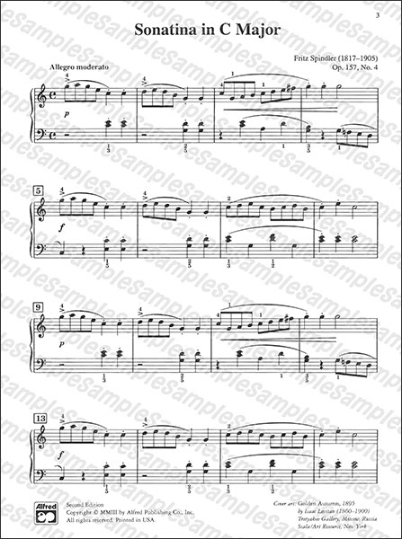 Alfred:スピンドラー/ソナチネ ハ長調 作品157 第4番 【ピアノソロ