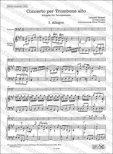 Doblinger:L. モーツァルト/アルト・トロンボーン協奏曲 【Tenor