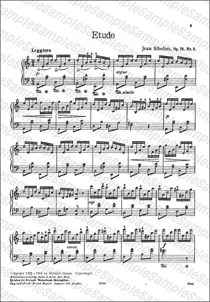 Wilhelm Hansen:シベリウス/練習曲 (13の小品 作品76 第2番 Wilhelm Hansen:シベリウス/練習曲 (13の小品 作品76 第2番