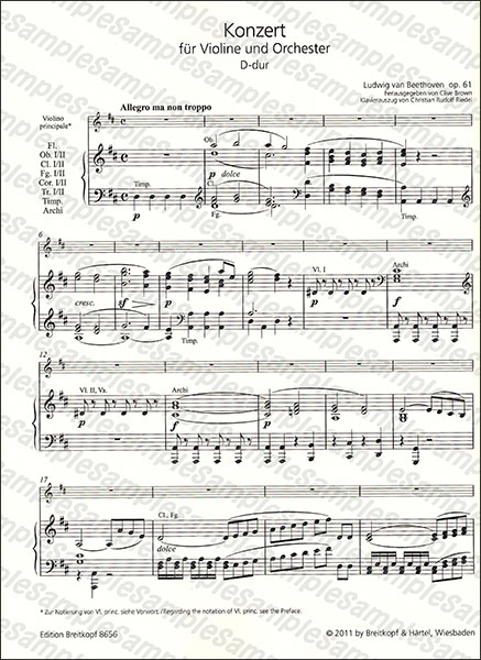 BREITKOPF:ベートーヴェン/ヴァイオリン協奏曲 ニ長調 作品61
