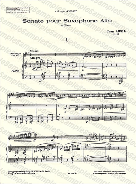 Editions Henry Lemoine:アプシル/サクソフォン・ソナタ 作品115