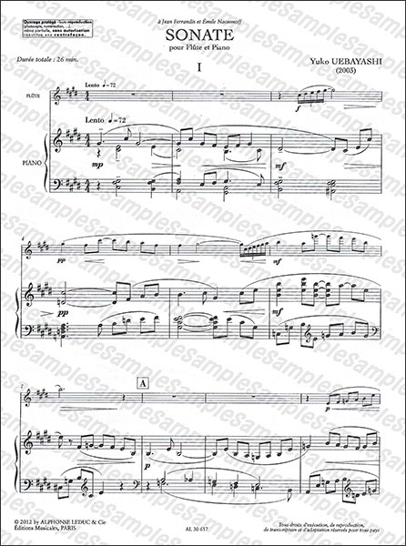 Alphonse Leduc:上林裕子/フルート・ソナタ/【1728318】/AL30617