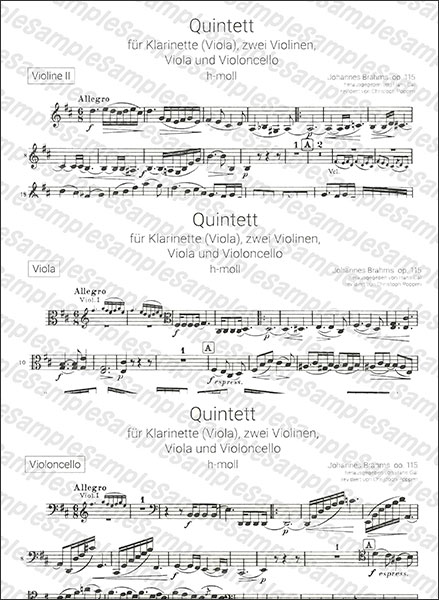 ブラームス クラリネット五重奏曲 Op.115 ヘンレ パート譜 ブラームス : クラリネット五重奏曲 ロ短調 Op.115/ヘンレ社