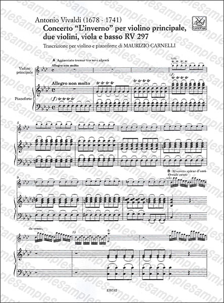 RICORDI:ヴィヴァルディ/四季より「冬」 (ヴァイオリン協奏曲 第4番 へ