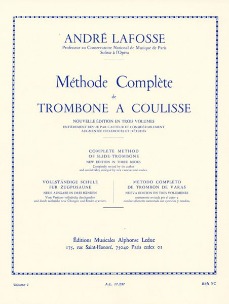 Alphonse Leduc:ラフォス/トロンボーン教本 第1巻/【1036942