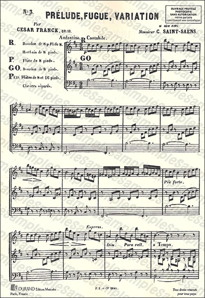 DURAND:フランク/プレリュード、フーガと変奏曲 作品18 【オルガン 