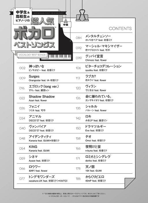 シンコー・ミュージック:超人気ボカロベストソングス/04083
