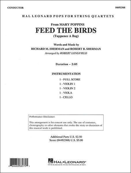 Hal Leonard:2ペンスを鳩に (ディズニー「メリー・ポピンズ」より