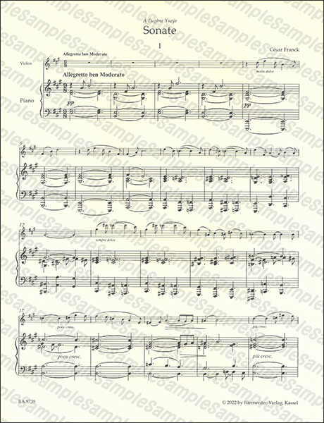 Barenreiter Verlag:フランク/ヴァイオリン・ソナタ 【フルート