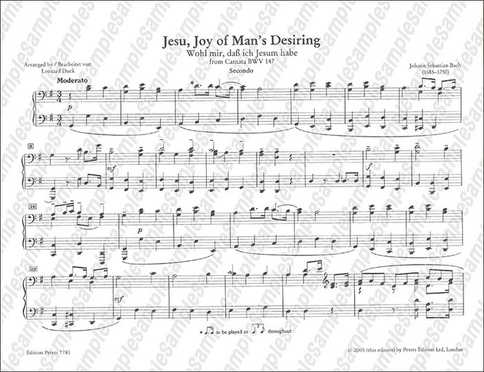 PETERS:J.S. バッハ/「カンタータ BWV 140, 147, 208」より 3つの有名
