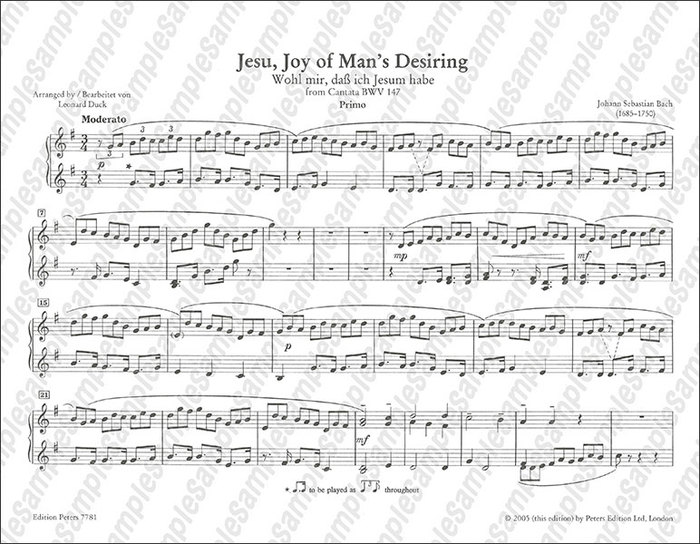 PETERS:J.S. バッハ/「カンタータ BWV 140, 147, 208」より 3つの有名