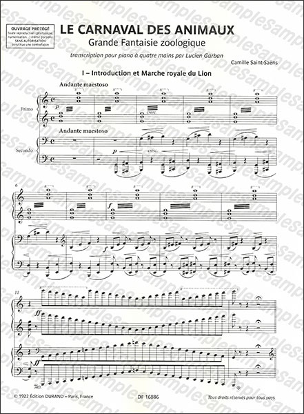 【美品・値下可】サン=サーンス: 動物の謝肉祭/デュラン社/2台ピアノ4手用編曲 サン=サーンス: 動物の謝肉祭/デュラン社/2台ピアノ4手用編曲