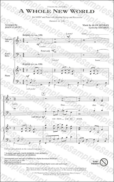 Hal Leonard:ホール・ニュー・ワールド (「アラジン」より主題歌