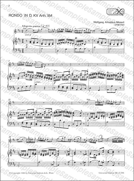 Universal Edition:モーツァルト/ロンド ニ長調 K. Anh. 184