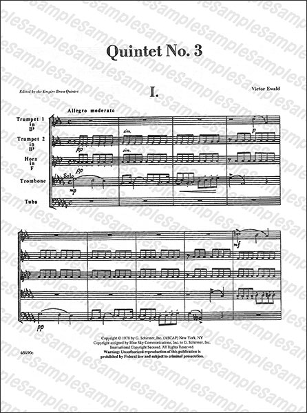 G. Schirmer:エワルド/金管五重奏曲 第3番【金管五重奏